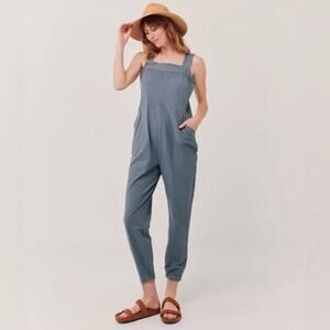 Pact Blue and Gray Sleeveless Jumpsuit Relaxed Fit